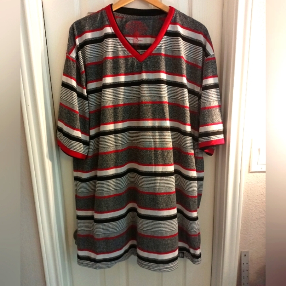 Denim Rivets Striped Red/Black/White Casual Shirt Size 5X